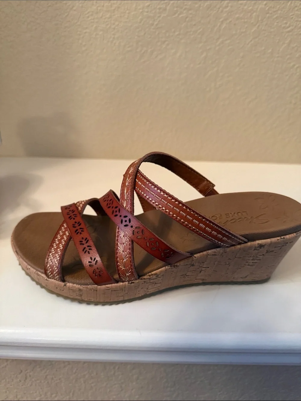 Skechers Brown Multi-Strap Wedge Sandals